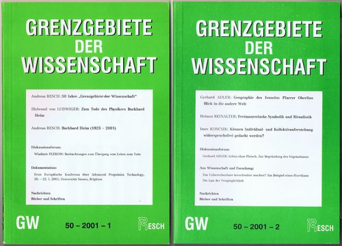 Grenzgebiete der Wissenschaft. 50. Jahrgang, 2001. Heft 1-4