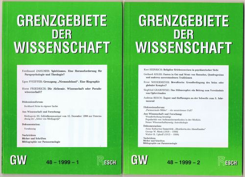 Grenzgebiete der Wissenschaft. 48. Jahrgang, 1999. Heft 1-4 - Grenzwissenschaft