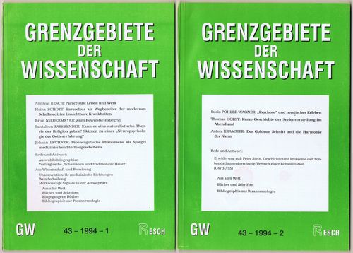 Grenzgebiete der Wissenschaft. 43. Jahrgang, 1994. Heft 1-4 - Grenzwissenschaft