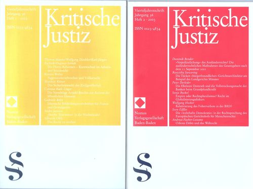 Kritische Justiz. Jahrgang 36. Heft 1-4. Jahr 2003 Komplett - Recht und Politik