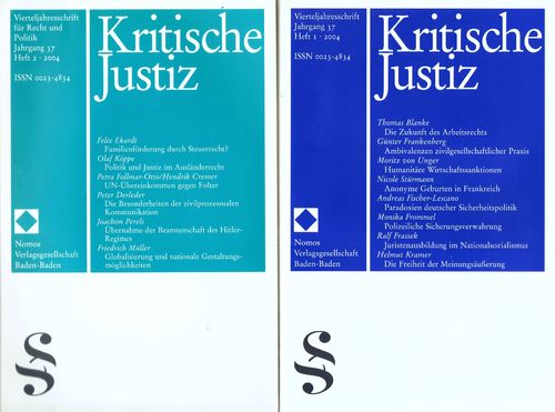 Kritische Justiz. Jahrgang 37. Heft 1-4. Jahr 2004 Komplett - Recht und Politik